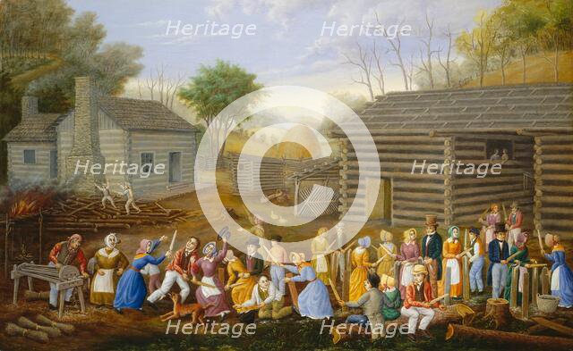 Flax Scutching Bee, 1885. Creator: Linton Park.