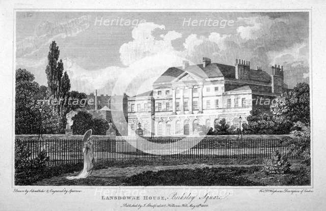 Lansdowne House in Berkeley Square, Mayfair, London, 1808.                                        Artist: S Sparrow