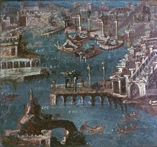 Roman wall-painting of a harbour scene. Creator: Unknown.