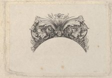 Arched framing element for banknote, with acanthus and vine leaves, lily and grapes..., ca. 1824-37. Creator: Attributed to Asher Brown Durand.