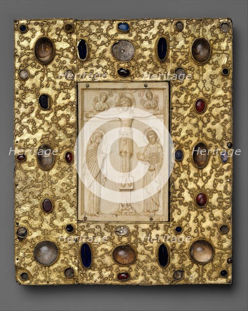 Book Cover (?) with Byzantine Icon of the Crucifixion, Byzantine (ivory); Spanish (setting), 1000 (i Creator: Unknown.