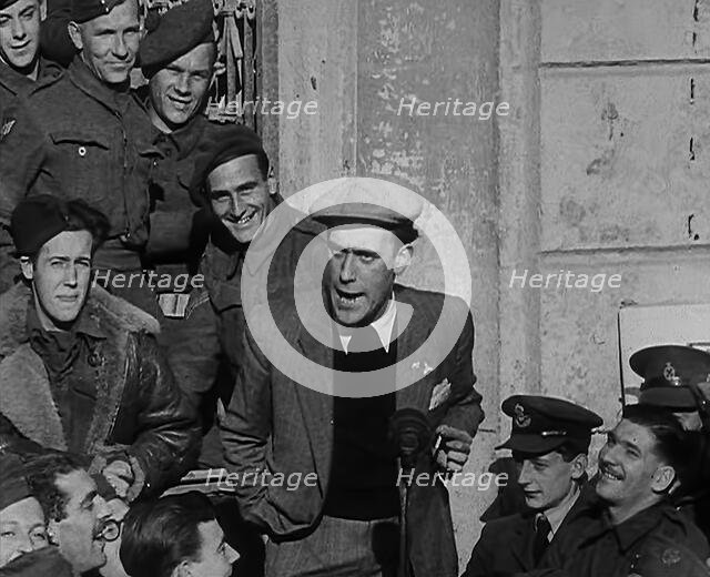 Comedian Tommy Trinder Entertaining Allied Troops, 1943-1944. Creator: British Pathe Ltd.