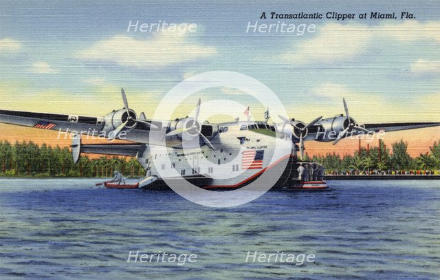 Transatlantic Clipper flying boat, Miami, Florida, USA, 1940. Artist: Unknown