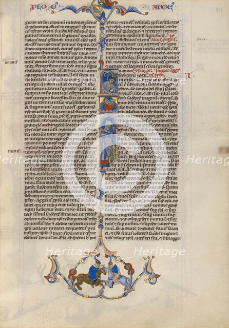 Initial A: A King Directing a Mason; Abbey Bible, about 1250-1262. Creator: Unknown.