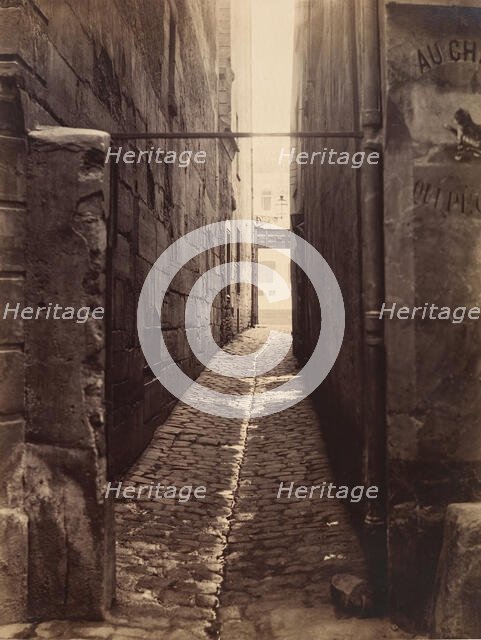 Rue du Chat-qui-Pêche (from the Rue de la Huchette), ca. 1868. Creator: Charles Marville.