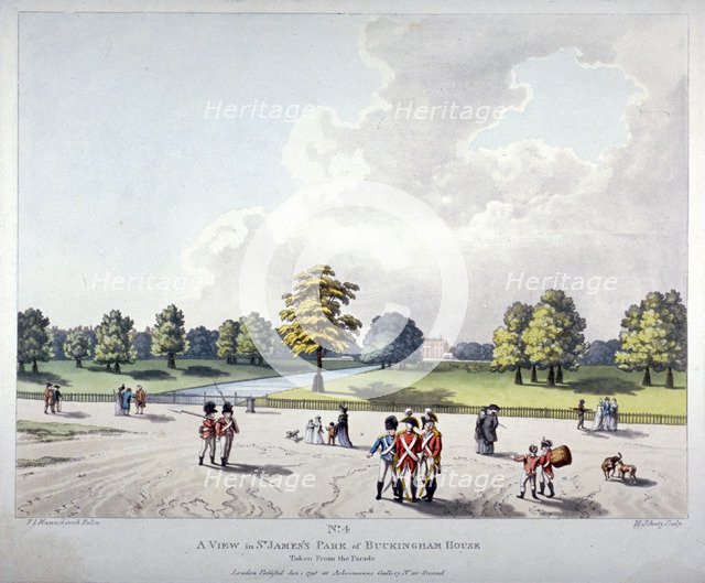 View in St James's Park of Buckingham House, Westminster, London, 1798. Artist: Heinrich Schutz