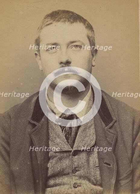 Molmerret. Joseph, Camille. 28 ans, né le 20/11/65 à Lyon (Rhône). Graveur. Anarchiste. 26..., 1894. Creator: Alphonse Bertillon.