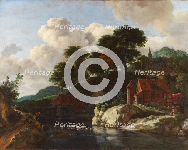Hilly Landscape with a Watermill, c1670. Creator: Jacob van Ruisdael.