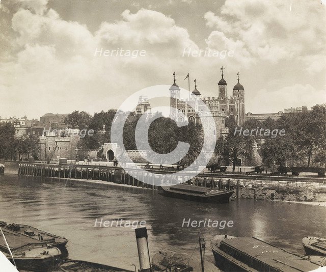 Tower of London from Tower Bridge, London, 1933. Artist: Unknown
