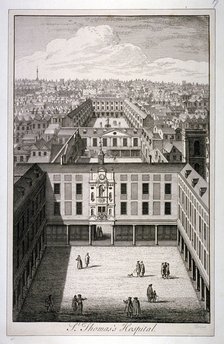A bird's-eye view of St Thomas's Hospital in Southwark, London, c1825. Artist: Toms