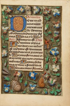 Decorated Initial D; Crohin-La Fontaine Hours, about 1480-1485 ?. Creator: Master of the Dresden Prayer Book.