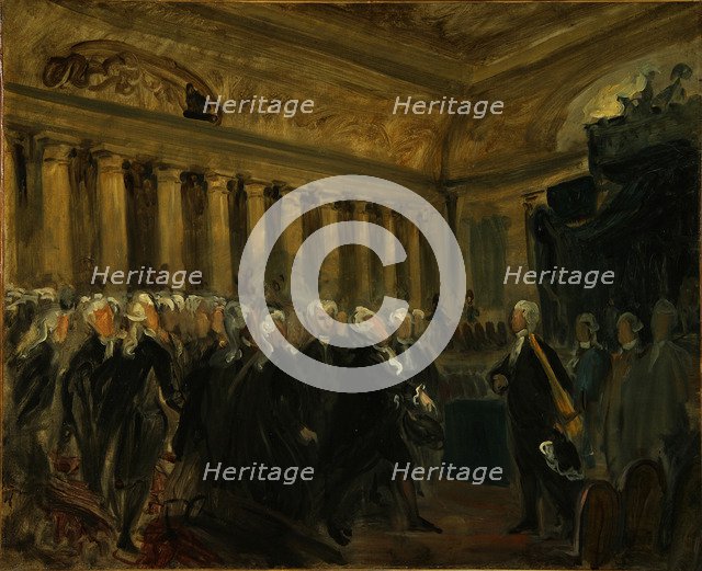 Mirabeau Confronts the Marquis de Dreux-Brézé (Sketch), 1831. Artist: Delacroix, Eugène (1798-1863)