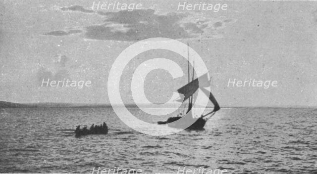 'La chasse aux voiliers Turcs dans la mer Noire; Voilier turc abandonne par son equipage', c1915. Creator: Unknown.