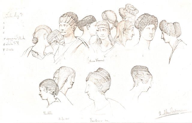 'Studies of Roman Headdresses in the Uffizi Museum Florence', c1880-83. Creator: Sir Lawrence Alma-Tadema.