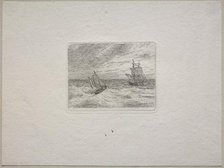 Rough Seas with a Two-master and Sailboat, 1838. Creator: Johann Christian Clausen Dahl (Norwegian, 1788-1857).