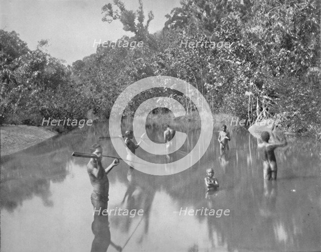 'Australian Aborigines Spearing Fish', 19th century. Artist: Unknown.