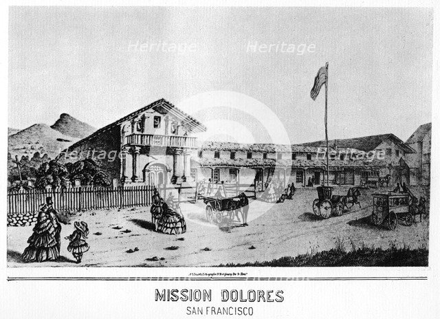 Mission Dolores, San Francisco, California, 19th century (1937). Artist: Unknown