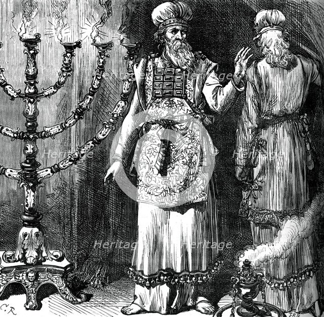 High priests, showing the ephod and linen robes, (c1880). Artist: Unknown