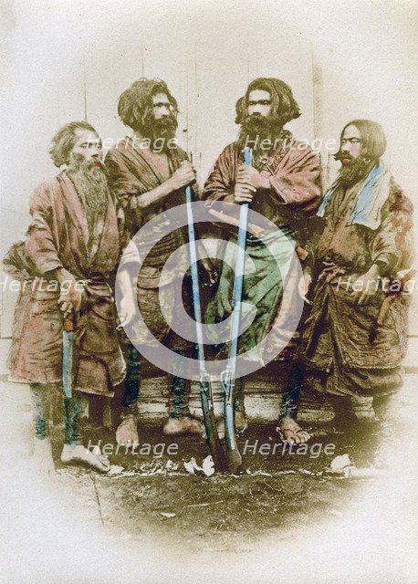 Group of Ainu people, Japan, 1882. Artist: Felice Beato