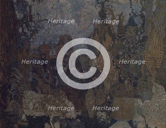 Stage design for the ballet The Firebird by I. Stravinsky, 1910. Artist: Golovin, Alexander Yakovlevich (1863-1930)