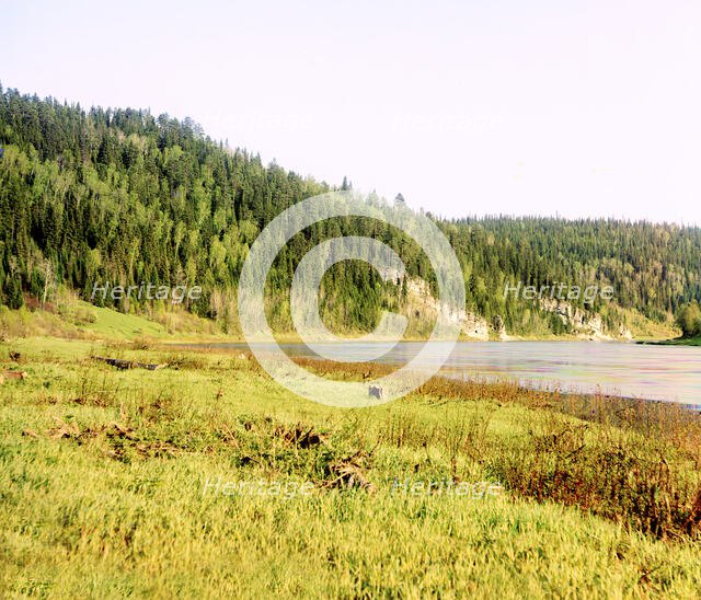 Shaitanskii Rock, Chusovaia River, 1912. Creator: Sergey Mikhaylovich Prokudin-Gorsky.