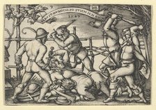 Peasants' Brawl, from The Peasants' Feast or the Twelve Months, 1547. Creator: Sebald Beham.