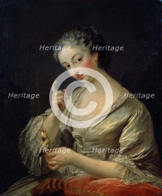 'Lady with a Bird', 18th century.  Artist: Louis Michel van Loo