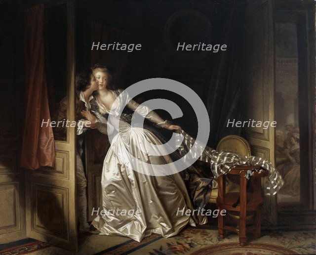 'The Stolen Kiss', end 1780s.  Artist: Jean-Honore Fragonard