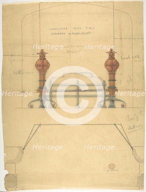 Design for a Grate, with Plan, 19th century. Creator: Anon.