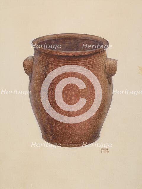 Pottery Jar, c. 1939. Creator: Bisby Finley.