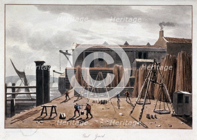 View of Steelyard Wharf, London, 1811. Artist: George Shepherd