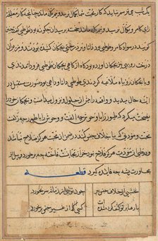 Page from Tales of a Parrot (Tuti-nama): text page, c. 1560. Creator: Unknown.