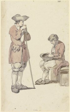 A young and an old Swiss farmer, the young one standing with a staff, the old one sitting, c1771-72. Creator: Georg Melchior Kraus.