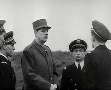 Charles de Gaulle Inspecting a Free French Pilot, 1942. Creator: British Pathe Ltd.