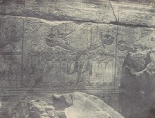 Thebes. Palais de Karnak. Sculptures extérieures du Sanctuaire de granit, 1850. Creator: Maxime du Camp.