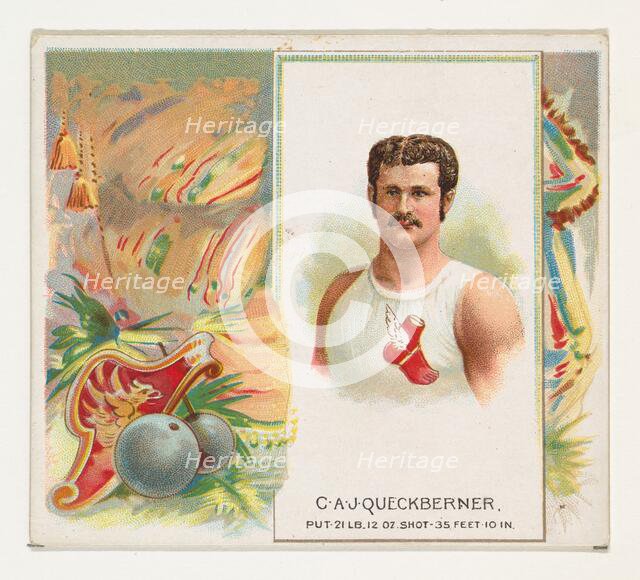 C.A.J. Queckberner, Shot Put, from World's Champions, Second Series (N43) for Allen & Gint..., 1888. Creator: Allen & Ginter.