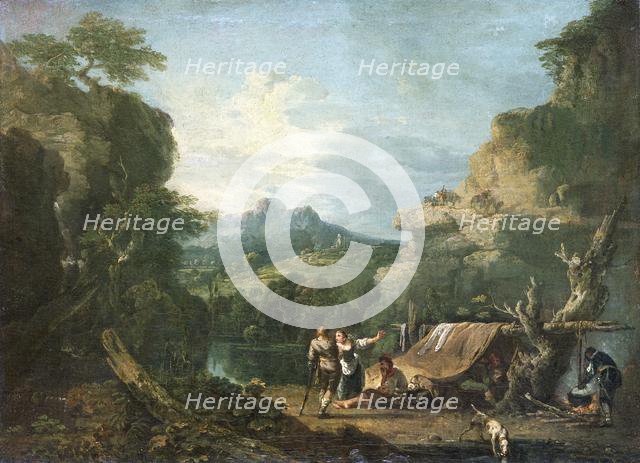 Landscape with banditti round a tent, 1752. Creator: Richard Wilson.