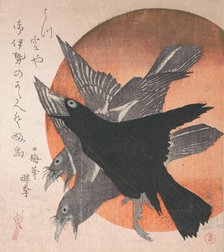 Three Crows against the Rising Sun, from the series Three Sheets (Mihira no uchi) , ..., mid- 1810s. Creator: Totoya Hokkei.
