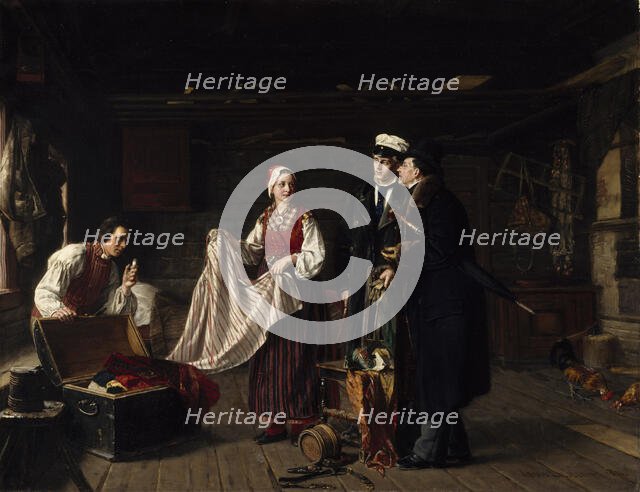 Buying National Costumes in Säkylä, 1878. Creator: Arvid Liljelund.