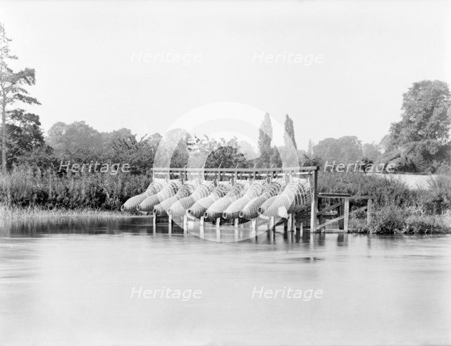 Eel traps on the River Thames, Bray, Berkshire, 1885. Artist: Henry Taunt.