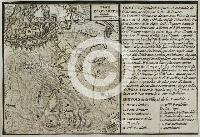 Seven Years War (1756-1763): Map of the Siege of Olmutz (27th May-1st July 1758), 1765. Creator: Jean de Beaurain.