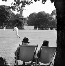 Cricket match on Kew Green, Greater London, 1962-1964. Artist: John Gay