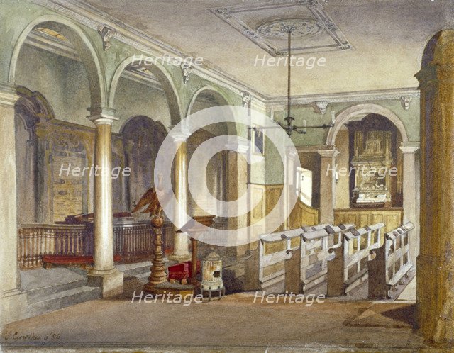 Interior of the chapel at Emanuel Hospital almshouses, Buckingham Gate, Westminster, London, 1886. Artist: John Crowther