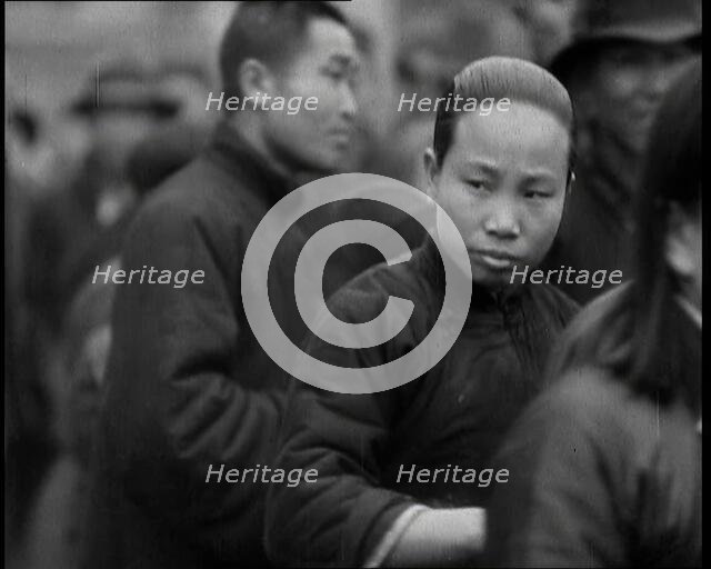 Chinese Men and Women Seeking Refugee from the Japanese Attack On Shangha..., 1937. Creator: British Pathe Ltd.