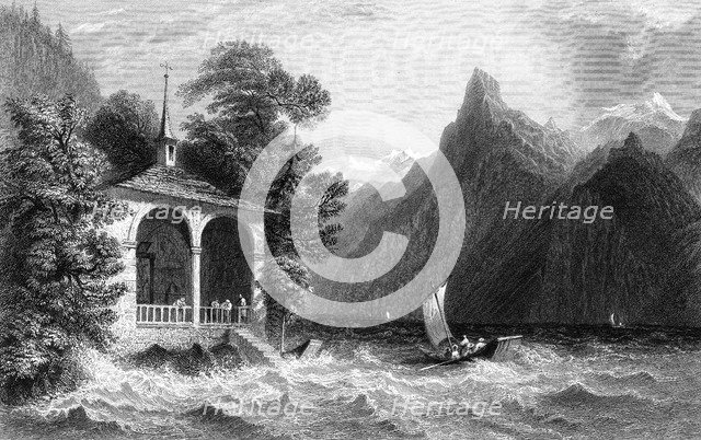 Tell's Chapel, Lake Uri, Switzerland, 1836.Artist: R Wallis