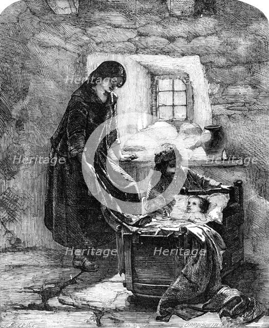 "The Cradle" - painted by D. W. Deane - from the Exhibition at the British Museum, 1856.  Creator: Harvey Orrin Smith.