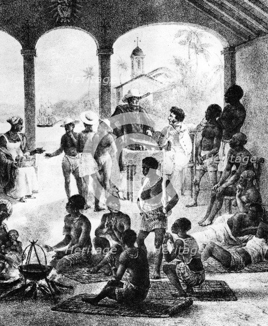 A slave market in Martinique, early 19th century. Artist: Unknown