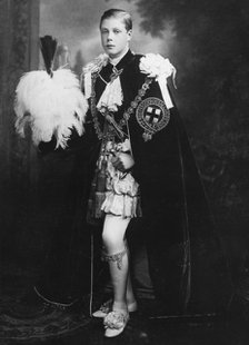 Edward, Prince of Wales wearing robes of the Order of the Garter, 1911. Artist: Unknown