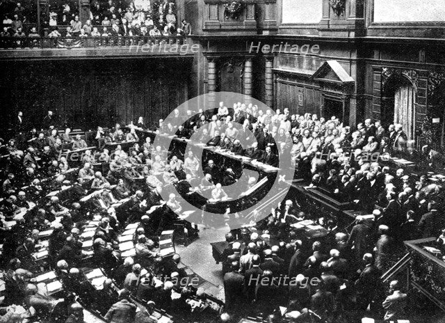 A typical sitting of the Reichstag, Parliament of the German Republic, 1926. Artist: Unknown