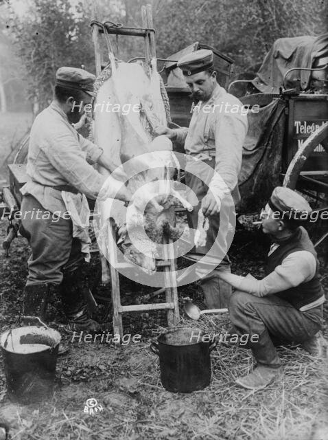 Field butcher on firing line, North Sea Coast, between 1914 and 1918. Creator: Bain News Service.